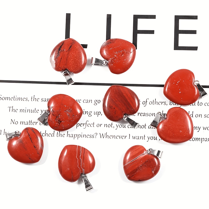 Set of 6 Natural Stone Red Pendant Necklaces